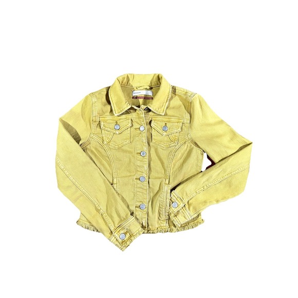 Anthropologie Jackets & Blazers - Anthropologie Pilcro Denim Jacket Mustard Yellow Frayed Hem Womens Size S
